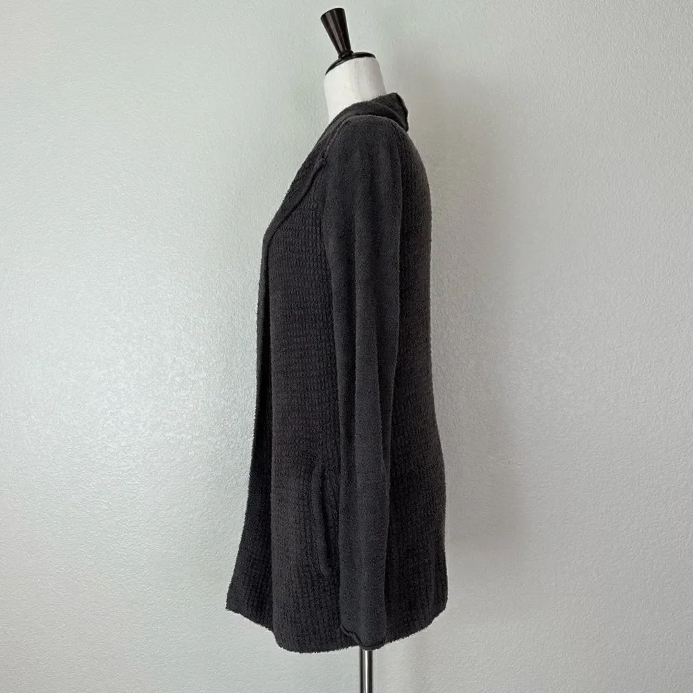Barefoot Dreams Cozychic Lite Charcoal Gray Open Front Cardigan, Sz Medium - Picture 7 of 13